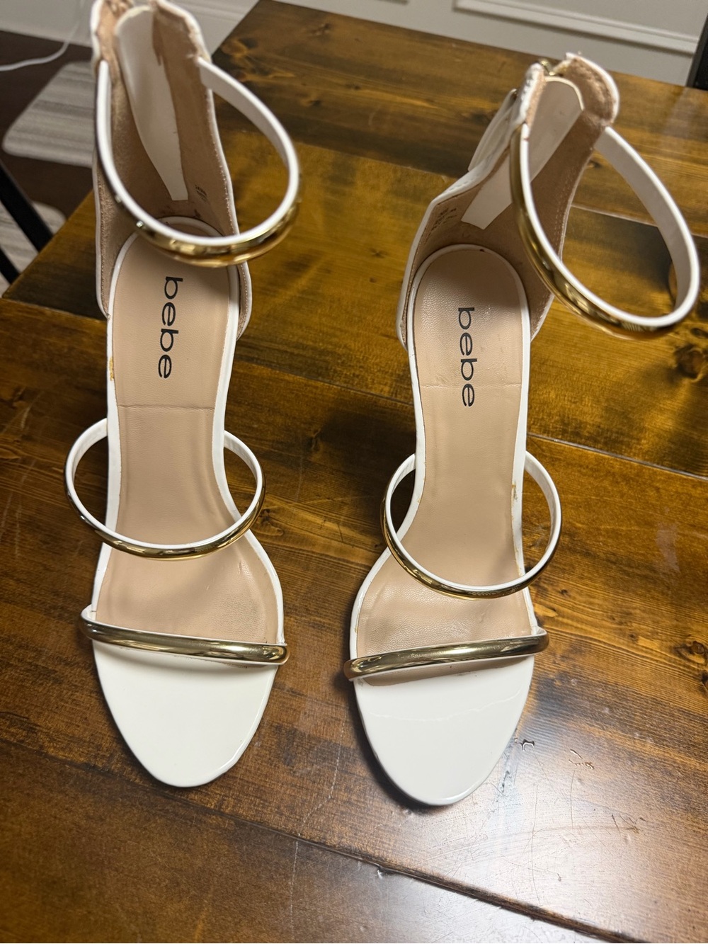 Bebe Women's Berdine Strappy
Stiletto Sandals - White & Gold - Size 8